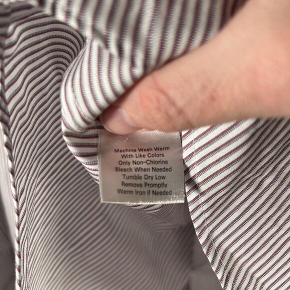 Esquire Dress Shirt Mens 15.5 34 35 White Red Striped Button Up Long Sleeve - Picture 6 of 9